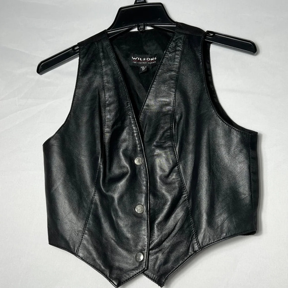 Vintage Women's Wilsons Leather Vest M Black‎ - Picture 1 of 8